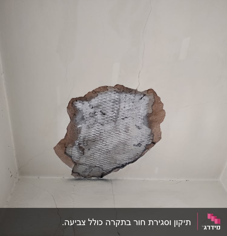 תקרה עם חור ברשת מתכת חשופה